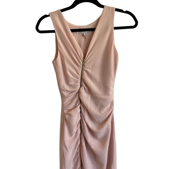 NWT Dress the Population Ivy Exposed Zipper Plunging Midi Dress, Blush, Size S - Picture 3 of 7